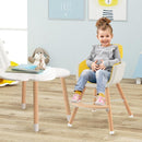 BABY JOY Convertible Baby High Chair, 3 in 1 Wooden Highchair/Booster/Chair with Removable Tray, Adjustable Legs, 5-Point Harness, PU Cushion and Footrest for Baby, Infants, Toddlers (Yellow) by TinyTreasures Baby Boutique