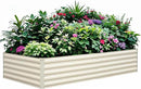 Raised Garden Bed 8×4×1.5FT, Galvanized Raised Garden Beds Outdoor for Vegetables Flowers Herbs, Large Deep Root Planter Box, Tall Raised Garden Bed with 3ftx30ft Weed Barrier Fabric, Beige by GreenHaven Gardens