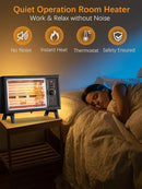 JASUN Portable Space Heater Electric Radiant Heater Fast Heating with Adjustable Thermostat, Portable Indoor Heater with Handle Quiet Energy-Saving 1250W/1500W for Office Home Garage Bedroom Black by CozyNest Decor