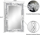 Crushed Diamond Decorative Wall Mirrors, 24x36 Inch Rectangle Living Room Mirrors for Wall Decor, Modern Glam Bathroom Dining Room Entryway Mirror Silver by CozyNest Decor