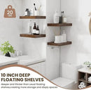 Fun Memories Wood Floating Shelves 16 Inch, 10 Inch Deep Shelves Wall Mount, Wall Shelves with Invisible Bracket, 16" Floating Shelves for Living Room Bathroom Bedroom, Rustic Brown, Set of 2 by CozyNest Decor