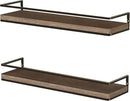 Meangood Floating Shelves Wall Mounted Set of 2, Rustic Wood Wall Storage Shelves for Bedroom,Living Room,Bathroom, Kitchen Brown by CozyNest Decor