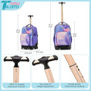NEW TILAMI 18 inch Rolling Backpack Boys & Girls for School – Durable, Waterproof, Adjustable Handle, Ideal for Travel & Daily Use, Purple Sky by TinyTreasures Baby Boutique