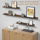 Forbena Dark Wood Nursery Floating Shelves for Wall Set of 4, Short Wall Bookshelf for Kids Bedroom, Wooden Hanging Book Shelves with Rail for Nursery Books, Baby Room Bathroom Storage (Dark Brown) by TinyTreasures Baby Boutique