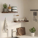 Floating Shelves for Wall, 24"W x 6.7"D x 1.5"H, Wooden Wall Mounted Display Shelf with Invisible Brackets for Living Room, Bedroom, Bathroom, Kitchen Decor and Storage, Set of 2, Rustic Brown by CozyNest Decor