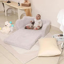 Kids Extra Wide Chairs for Toddler, 2-in-1 Toddler Soft Sherpa Couch Fold Out, Convertible Sofa to Lounger for Girls and Boys, Grey by CozyNest Decor
