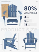 KINGYES HDPE Adirondack Chair, Classic All-Weather Adirondack Chairs Set of 4, Outdoor Patio Adirondack Chair for Deck Lawn fire Pit, Navy by GreenHaven Gardens