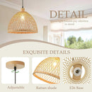 Hand-Woven Rattan Pendant Light, 16 Inch Boho Wicker Lights Fixture Wite Adjustable Cable, Coastal Hanging Lighting for Kitchen Island Dining Room Living Room Entrance Foyer by GreenHaven Gardens