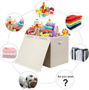 popoly 122L Large Toy Box Chest with Lid, Foldable Toy Storage Organizer Bin Boxes with Removable Divider for Kids, Boys, Girls, Nursery, Playroom, 26"x17" x17" (Linen Beige) by TinyTreasures Baby Boutique