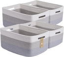 Large Storage Baskets for Organizing, Closet Shelf Baskets for Clothes Blanket Towels, Baby Nursery, Toy Bins Box, Woven Rope Baskets, 17 x 13 x 7.5”, 4 Packs Gradient Grey by CozyNest Decor