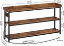 IRONCK Console Table, Sofa Table with Power Outlet, Farmhouse Hallway Table for Entryway, Living Room, Height Adjustable, Easy Assembly, Rustic Brown,55" by CozyNest Decor