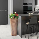 KOL 25'' Tall Galvanized Steel Planter Pot with Water Level Indicator - 2-Pack Self Watering Planters Flower Pot for Plants - Round Powder Metal Planter Box - Indoor Outdoor Grande Plant - Bronze by CozyNest Decor