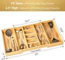 Umilife Extra Large Expandable Kitchen Drawer Organizer for Utensil and Junk, 19" Deep for Big Drawer, 19" to 33" Adjustable Bamboo Wood Drawer Divider, Cutlery Tray, Flatware Holder by CozyNest Decor