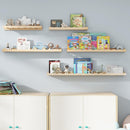 Fun Memories Picture Ledge Shelf for Wall, 48 inch Pine Wood Nursery Book Shelves Set of 2- Wall Book Shelves for Kids Room, Home Decor - Kitchen Spice-Natural by TinyTreasures Baby Boutique