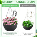 12 inch Hanging Planters for Indoor Plants, 2 Pack Planters for Outdoor Plants with Drainage Holes and Chain, Round Plastic Hanging Baskets, Hanging Flower Pots for Balcony Garden Decor-Black by CozyNest Decor