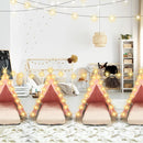 6 Pack Sleepovers Teepee Tent for Kids Bulk with Mattress Sheet Light,Natural Cotton Washable Indoor Play Tent for Birthday Slumber Party Girls Boys Pajama Movie Night Supplies(Pink) by TinyTreasures Baby Boutique