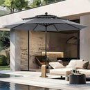 PHI VILLA 10ft Outdoor Patio Umbrellas for Outside, 3 Tier Vented Market Table Umbrella Windproof for Backyard, Deck, Garden, 1.5" Pole, Grey（No Base） by GreenHaven Gardens