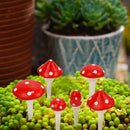 Juegoal Set of 6 Fairy Garden Miniature Mushrooms Statues, Glow in Dark Mini Red Mushroom Resin Figurines, Outdoor Garden Yard Art Accessories, Fly Agarics Sculpture Lawn Ornament Decorations by GreenHaven Gardens
