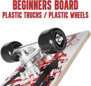 24 inch Rude Boyz Mini Cruiser Skateboard - Aluminium Trucks - Kids Skateboard Ages 5-8 Beginner - Skateboards for Kids by TinyTreasures Baby Boutique