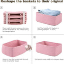 3 Pack Small Storage Baskets for Organizing, Cute Woven Decorative Gift Baskets for Shelves, Mini Closet Organizer Bins with Handles, 11.81''Lx7.87''Wx4.72''H-Pink by CozyNest Decor