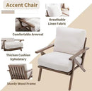 HNY Mid Century Modern Accent Chairs Set of 2, Farmhouse Linen Upholstered Armchair for Living Room, Bedroom, 23'' Seat Wide Retro Leisure Reading Chair Slipper Chair with Wood Frame, White by CozyNest Decor
