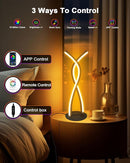 Daymeet LED Table Lamp, Modern Bedside Light Desk Nightstand Lamp RGBICW Color Changing Dimmable with Remote Music Sync Smart Bluetooth APP Control Night Light 5V USB Unique Desk Lamp for Bedroom Home by TinyTreasures Baby Boutique