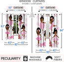 Cute Black Girl Curtain Panels for Girl Room Black Girl Curtains Grommets Top Drapes for Kids Nursery Bedroom Lovely Girls Themed Thermal Insulated Curtains, Black Girl Curtains, 82" x 84" by TinyTreasures Baby Boutique