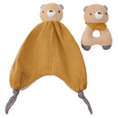 Organic Cotton Stuffed Animal Rattle Baby Toys, Plush Bear Cuddle Cloth and Hand Grip Ring Rattles Plush Toy Set for Newborns Infant Boys Girls, 2 PCS by TinyTreasures Baby Boutique