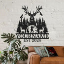Personalized Deer Forest Name metal Signs,Custom Shed Metal Wall Decor,Black Deer Metal Wall Art Decor,Deer Home Metal Signs Plaques,Outdoor wall Decorative Signage (Style D) by CozyNest Decor