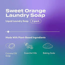 Zum Laundry Soap by Indigo Wild - Liquid, Plant-Based Soap with Baking Soda, Essential Oils, Coconut Oil & More - Wash Up to 64 Loads - Sweet Orange - 64 fl oz (2 Pack) by CozyNest Decor