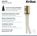KRAUS Dishwasher Air Gap in Brushed Brass, KAG-1BB by CozyNest Decor