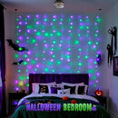JMEXSUSS 300LED Halloween Curtain Lights with Remote, 9.8x9.8ft Halloween Lights Plug in, Christmas Twinkle Hanging String Light for Bedroom Wall Window Backdrop Indoor Outdoor Decor, Purple and Green by CozyNest Decor