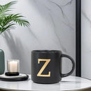 COLLECTIVE HOME - Monogram Ceramic Mugs, 15 oz Golden Initial Black Coffee Cups, Elegant Alphabet Tea Mugs, Elegant Personalized Mug with Gift Box, Unique Mug with Double Side Capital Lette (Z) by CozyNest Decor
