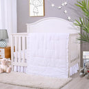 Cloele 3 Pieces Baby Crib Bedding Set- Solid Ruffle Quilted Set Includes Comforter Fitted Sheet Crib Skirt for Boys and Girls - Cute Ruffled Nursery Crib Standard Size Baby Bedding Set White by TinyTreasures Baby Boutique