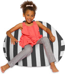 Posh Creations Bean Bag Chair for Kids, Teens, and Adults Includes Removable and Machine Washable Cover, Canvas Stripes Gray and White, 38in - Large by TinyTreasures Baby Boutique