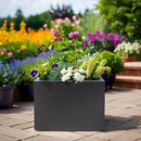 Metal Planter Box Rectangular Block-No Installation Required Galvanized Steel Long Box Planter Modern Outdoor Planters All-Weather Use with Drainage Holes for Patio/Porch,16 ×12×12IN by GreenHaven Gardens
