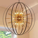 43.3" Black Gold 18-Light Globe Sputnik Chandelier Modern Adjustable Hanging Ceiling Firework Pendant Light Fixture for Entryway Foyer Stairway Kitchen Dining Living Room Hallway by CozyNest Decor