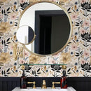 White/Pink/Gold Floral Garden Black Blue Flowers Vintage Peel and Stick Wallpaper Self Adhesive Removable Easy Peel Off Contact Paper Stick on Wall Paper for Bedroom Cabinet Renter Friendly by GreenHaven Gardens