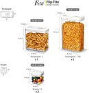 Felli Flip Tite Storage Container with Lid 4" RECTANGULAR Air Tight Ring Flip Top, Stackable Acrylic Canister for Kitchen Counter Pantry, Cereal Granola Pasta Spice, Gift Set for Women (4pk, Variety) by TinyTreasures Baby Boutique