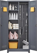Lockable Storage Cabinet,Utility Closet with Doors and Shelves,SteelGarage Cabinet with Adjustable Shelves for Home,Garage,Gray by CozyNest Decor