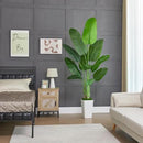 Fake Bird of Paradise Silk Artificial Plant Faux Banana Leaf Tree for Home Decor Indoor Floor Plant with 10 Trunks (1, Black Planter, 6 FT) by CozyNest Decor