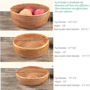 3 Pack Hadewoven Round Rattan Fruit Basket Wicker Food Tray Weaving Storage Holder Dinning Room Bowl, 10 Inch Small Wicker Basket Serving Tray Woven Basket for Bread,Snack,Brown(3-Size Kit) by CozyNest Decor