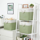 Bidtakay Cubby Storage Bins Set of 3 Fabric Baskets for Shelves Closet Drawer Organizer Storage Cubes 13x13 Collapsible Organization Baskets for Nursery Toy Shelf (White&green) by TinyTreasures Baby Boutique