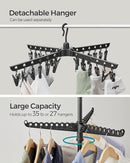 SONGMICS 2-Tier Clothes Drying Rack, 72-Inch Folding Laundry Drying Rack with 3 Rotatable Arms for Hangers, 24 Clips, Stainless Steel, for 27 Pieces of Clothes, Black ULLR512B01 by TinyTreasures Baby Boutique