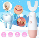 Kids Electric Toothbrush，U Shaped toddler Toothbrush Waterproof Battery Powered 360 Automatic Sonic u shaped Toothbrushes for 2-7 Years Old for Boys Girls，with 2 Replacement Brush Heads（Pink） by TinyTreasures Baby Boutique