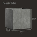 Reglito Cube Planter – Fiberglass Indoor/Outdoor and Weather-Resistant Large Planter (Grey Stone, 27.6" L x 27.6" W x 28.1" H) by GreenHaven Gardens