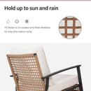 LAUSAINT HOME 3-Piece Rocking Bistro Set, Outdoor Patio Furniture with Thick Cushions and 2-Tier Coffee Table, Oversize Rattan Conversation Set for Garden, Balcony, Backyard (Beige) by CozyNest Decor