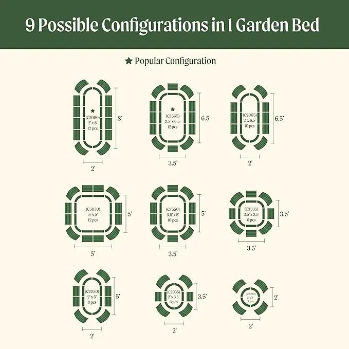 Vego garden 32" Extra Tall Raised Garden Bed Kits, 9 in 1 Modular Raised Planter Box for Vegetables Flowers Fruits Oval Metal Raised Garden Bed, Sky Blue, photo 3 of 9