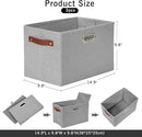 Large 3-Pack Foldable Fabric Storage Bins with Durable PU & Metal Handles, Collapsible Storage Baskets for Shelves, Home Storage, Closet Organizers, Living Room(14.9"x9.8"x9.8", Grey) by CozyNest Decor