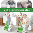 Easy Storage Potty Training Seat with Ladder, Adjustable Step and Toilet Seat Height, Easy-Grip Handles for Climbing, Foldable Portable Toddler Toilet Trainer, Perfect for Small Bathrooms by TinyTreasures Baby Boutique